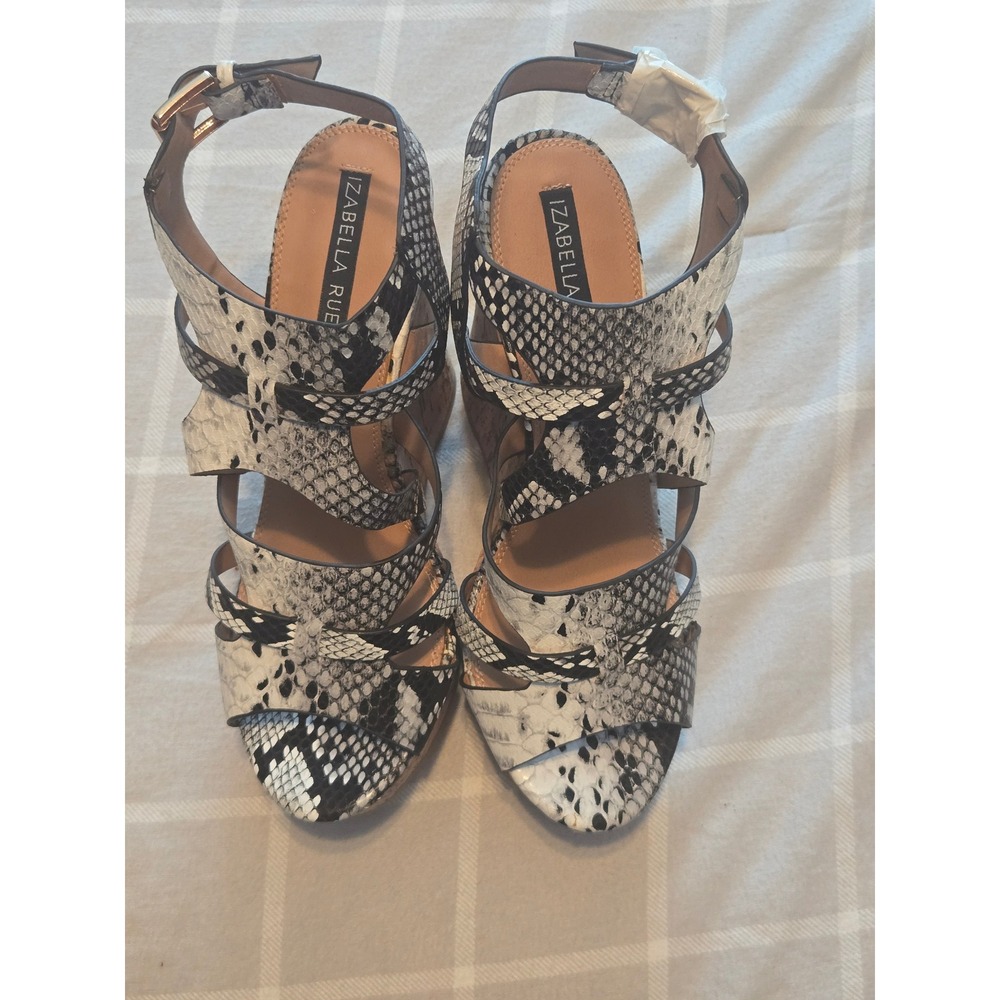 Izabella Rue Faux Snakeskin Wedge Platform Sandals 11 NWOB